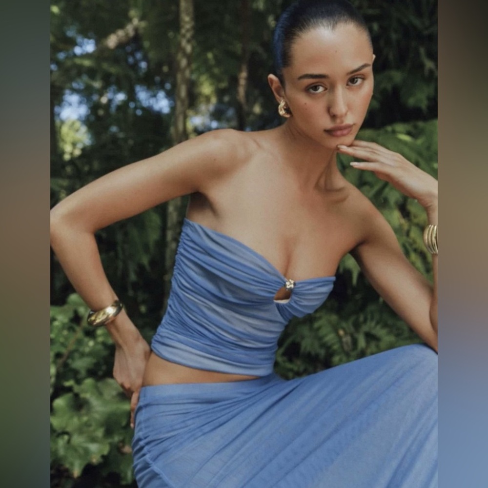 New Reformation Knit Strapless Myra Top and Iris Skirt two pieces set